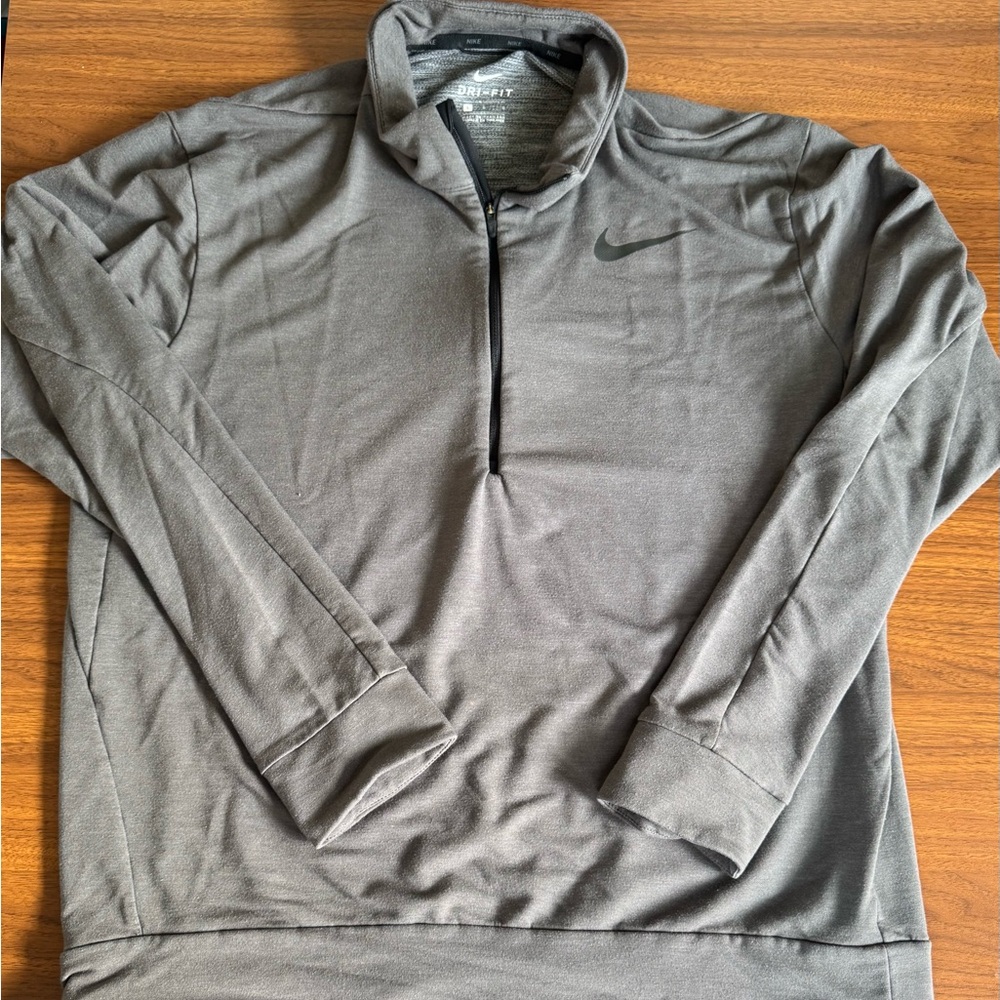 NIKE Mens Size L Half Zip Pullover Light Gray